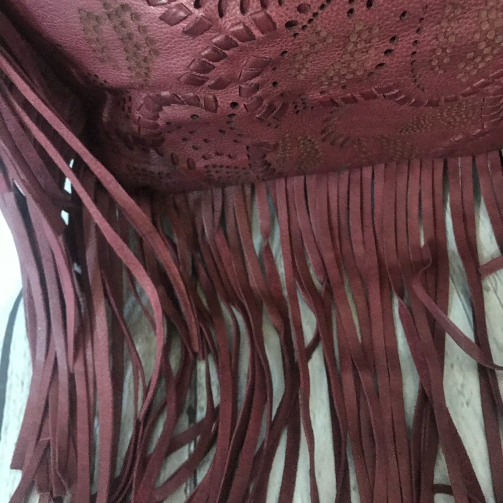 FRYE Vivian Leather Fringe Tote Bag - Picture 3 of 9